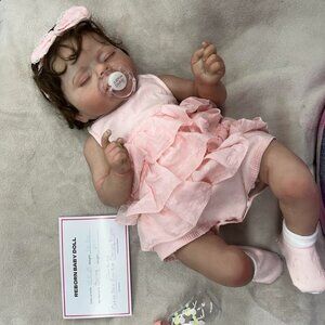 🆕20Inch Full Pink Cloth Body With Vinyl Limbs Baby Doll Baby Girl Reborn Doll